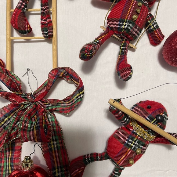 5 handmade plaid teddy bear Christmas ornaments. - Picture 6 of 7